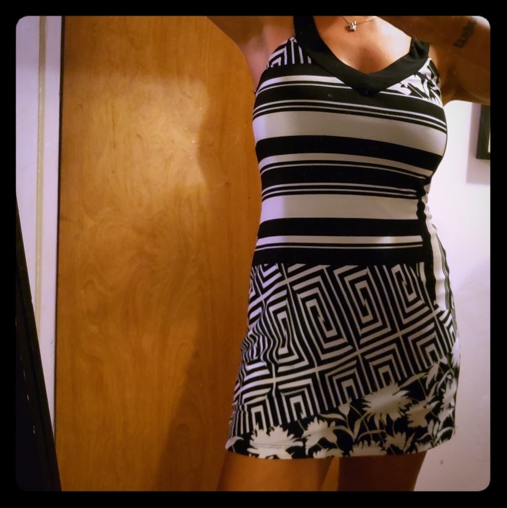 Black and white cocktail dress